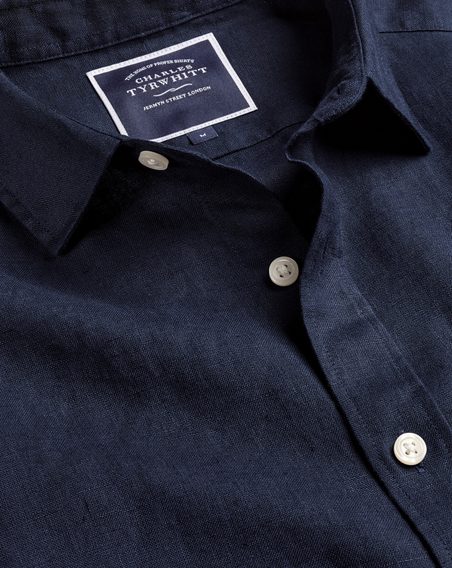 Charles Tyrwhitt Pure Linen Shirt — Navy