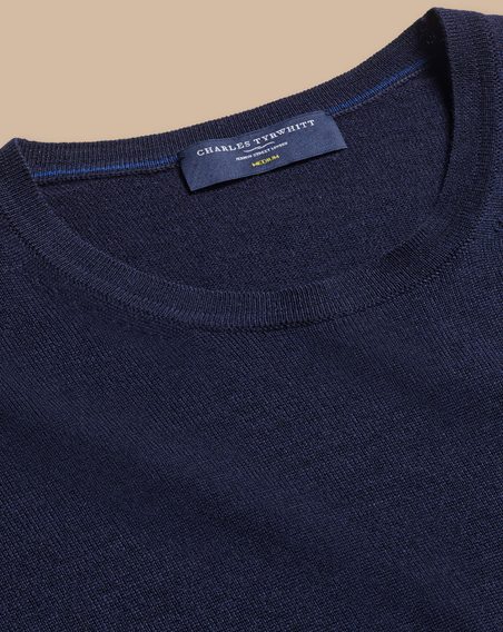 Charles Tyrwhitt Merino Crew Neck Jumper — Navy