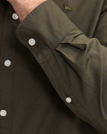 Charles Tyrwhitt Stretch Washed Oxford Shirt — Olive Green