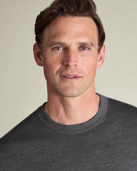 Charles Tyrwhitt Merino Crew Neck Jumper — Grey