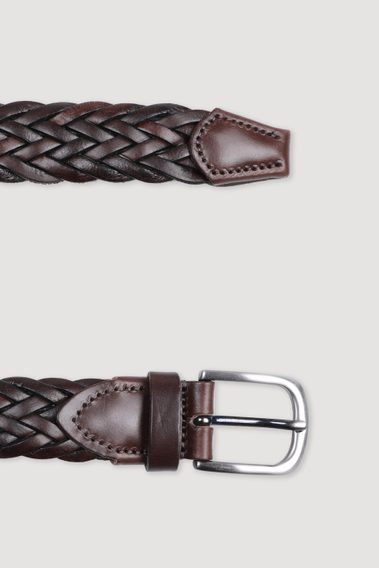 Brooksfield Leather Wowen Belt — Brown