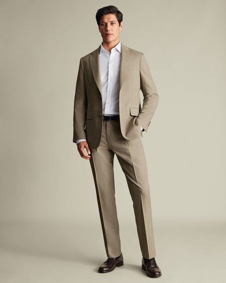 Charles Tyrwhitt Ultimate Performance Sharkskin Suit Trousers — Taupe