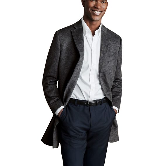 Charles Tyrwhitt Wool Overcoat — Dark Grey