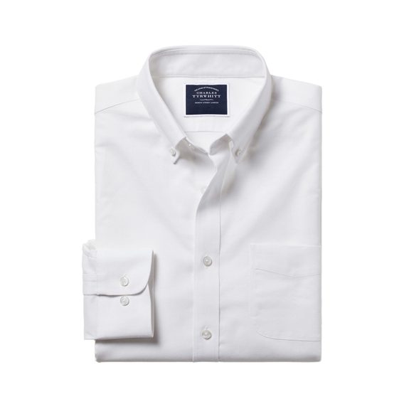 Charles Tyrwhitt Button-Down Non-Iron Stretch Oxford Shirt — White