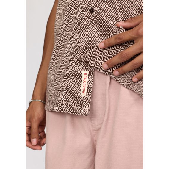 Revolution Jacquard Short-Sleeved Shirt — Brown