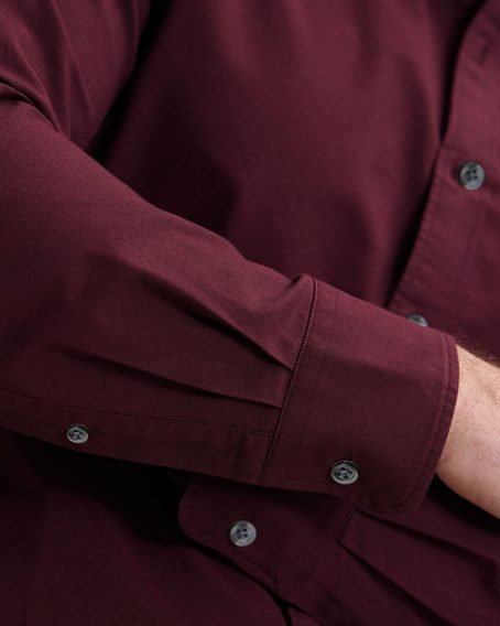 Charles Tyrwhitt Stretch Washed Oxford Shirt — Burgundy