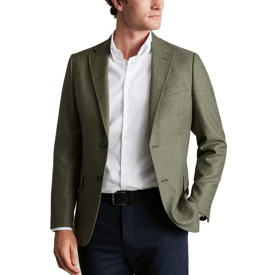 Charles Tyrwhitt Wool Texture Twill Jacket — Moss Green
