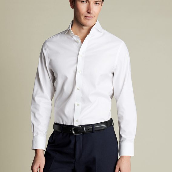 Charles Tyrwhitt Extreme Spread Collar Twill Shirt — White