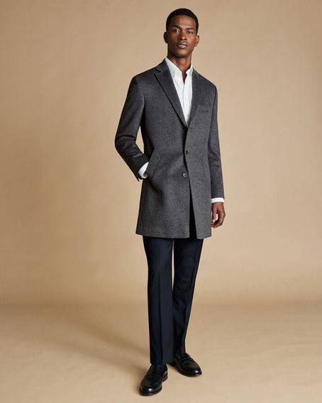 Charles Tyrwhitt Wool Overcoat — Dark Grey