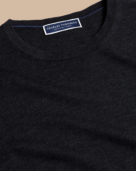 Charles Tyrwhitt Merino Crew Neck Jumper — Charcoal