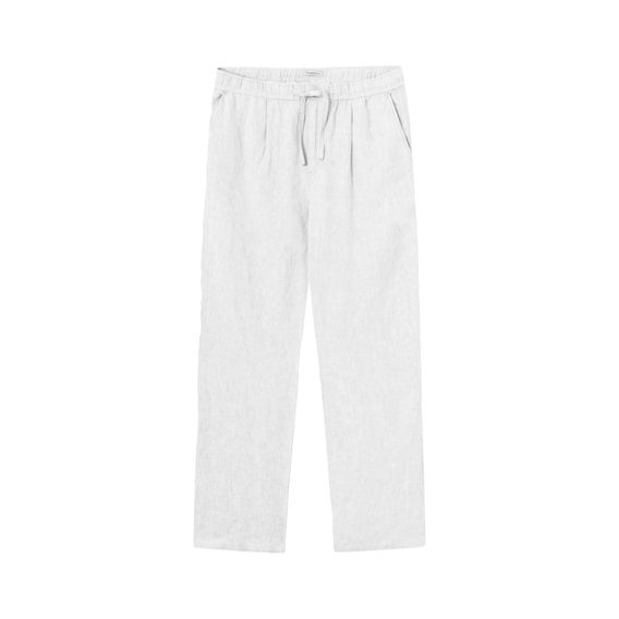 Spodnie lniane Knowledge Cotton Apparel — Bright White