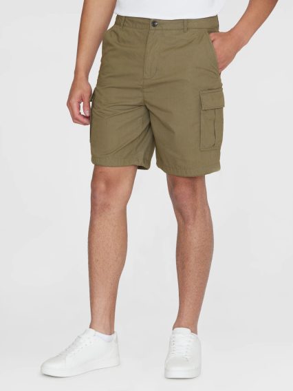 KnowledgeCotton Apparel FIG Cargo Poplin Shorts — Burned Olive