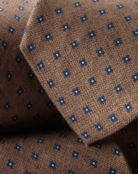 Charles Tyrwhitt Silk Linen Geo Print Tie — Camel