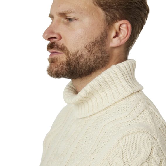 Peregrine Fisherman Roll Neck Jumper — Ecru