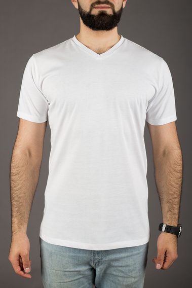 Porządny T-shirt John & Paul - biały (V-neck)