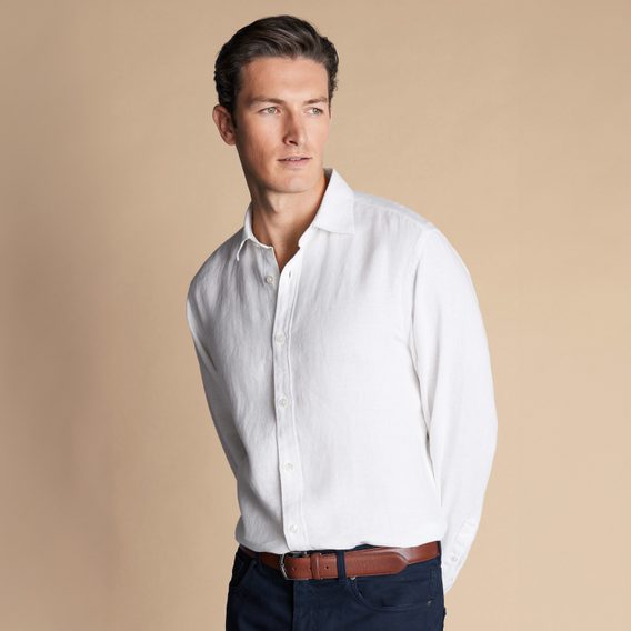 Charles Tyrwhitt Pure Linen Shirt — White