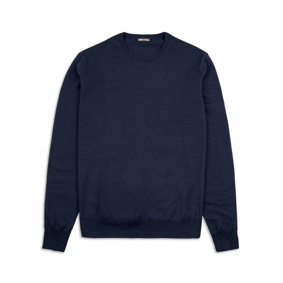 Lekki sweter John & Paul z wełny merino - navy