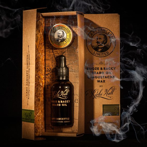 Zestaw prezentowy wosku i olejku do brody Cpt. Fawcett Ricki Hall's Booze & Baccy
