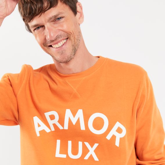 Bluza bawełniana z nadrukiem Armor Lux Heritage Sweatshirt - Rusty