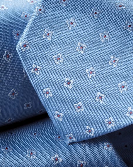 Charles Tyrwhitt Silk Patterned Tie — Light Blue