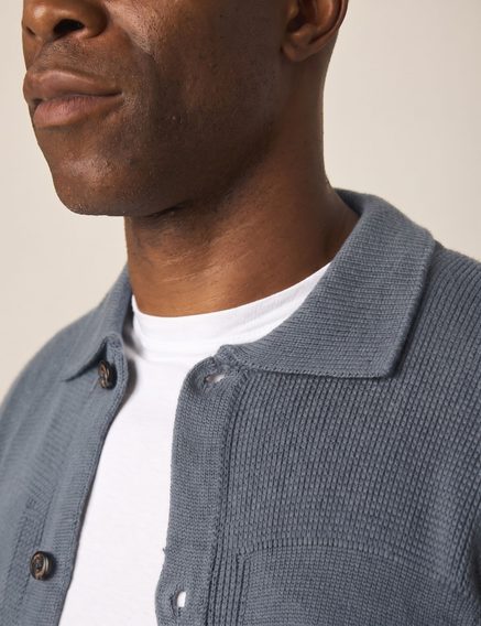 Peregrine Compton Knitted Shirt — Washed Denim