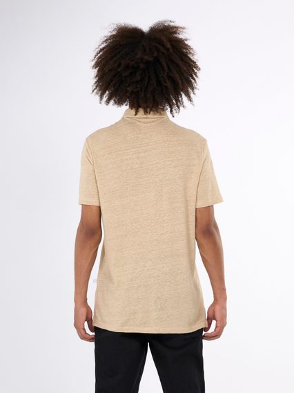 Lniana koszulka polo Knowledge Cotton Apparel — Safari