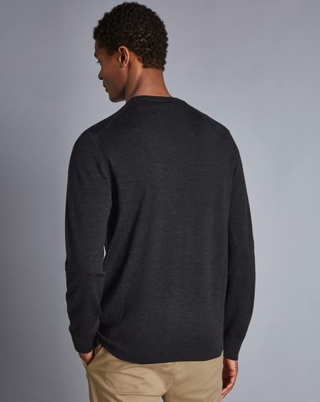 Charles Tyrwhitt Merino Crew Neck Jumper — Charcoal
