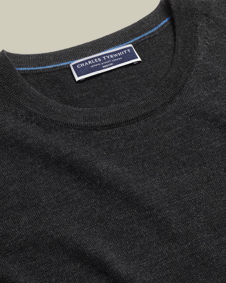 Charles Tyrwhitt Merino Crew Neck Jumper — Charcoal