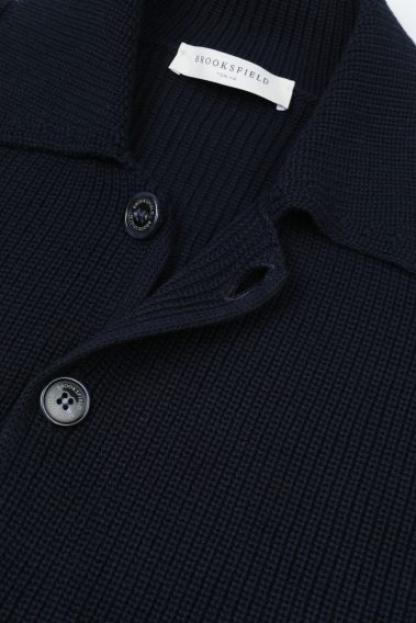 Brooksfield — Blazer in Cotton Yarn, Crafted in a Half-English Knit