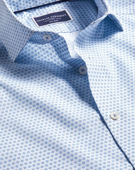 Charles Tyrwhitt Non-Iron Stretch Floral Print Shirt — Cobalt Blue