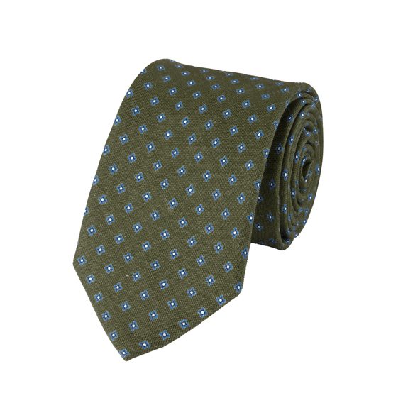 Charles Tyrwhitt Silk Linen Geo Print Tie — Moss Green
