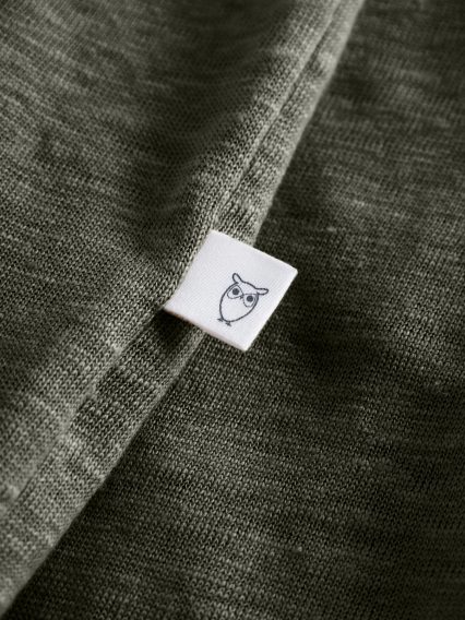 KnowledgeCotton Apparel Linen Polo — Forest Night