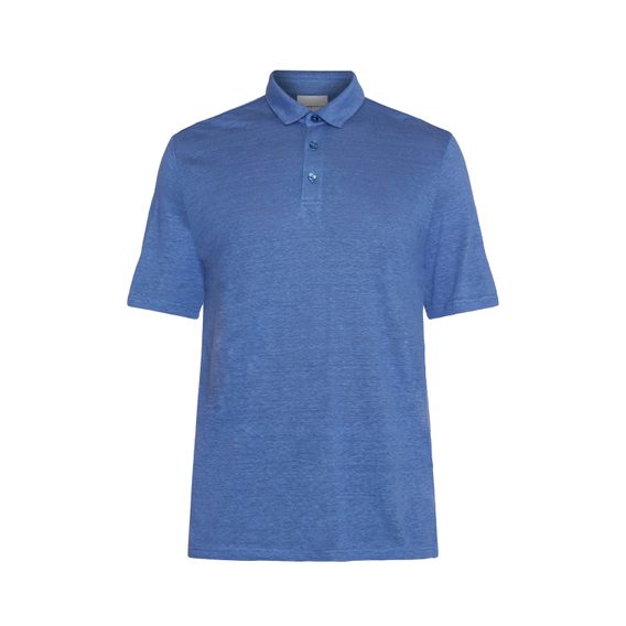 KnowledgeCotton Apparel Linen Polo — Moonlight Blue