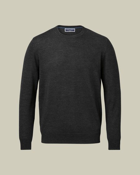 Charles Tyrwhitt Merino Crew Neck Jumper — Charcoal