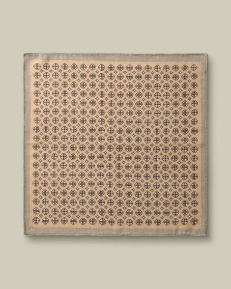 Charles Tyrwhitt Wool Silk Medallion Print Pocket Square — Stone