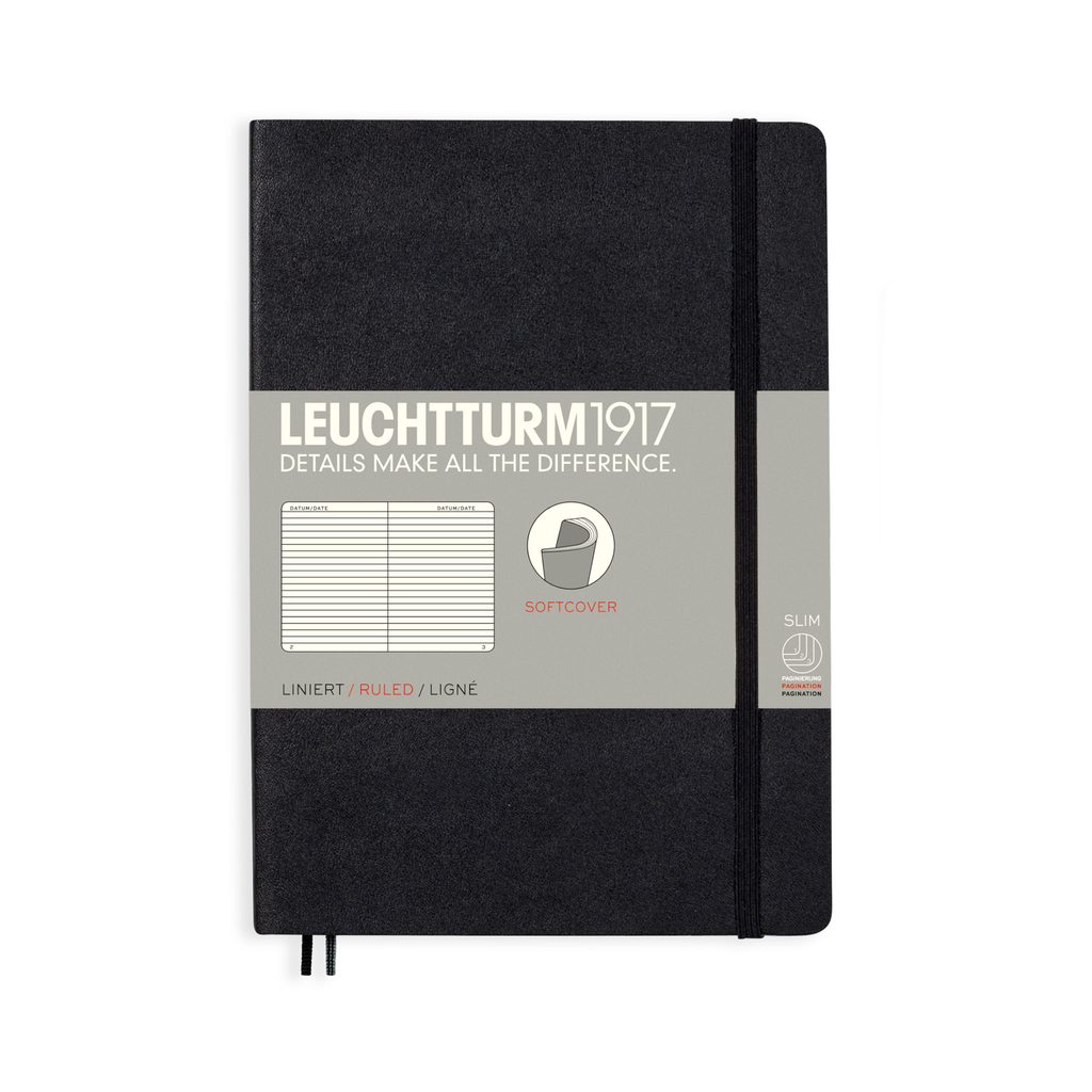 Gentleman Store - Carnet mediu LEUCHTTURM1917 Medium Softcover Notebook -  A5, copertă moale, liniat, 123 pagini - LEUCHTTURM1917 - Carnete Midori MD  - Produse de papetărie, Accesorii