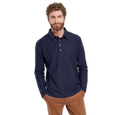 Armor Lux Long-Sleeved Polo Shirt — Marine Deep