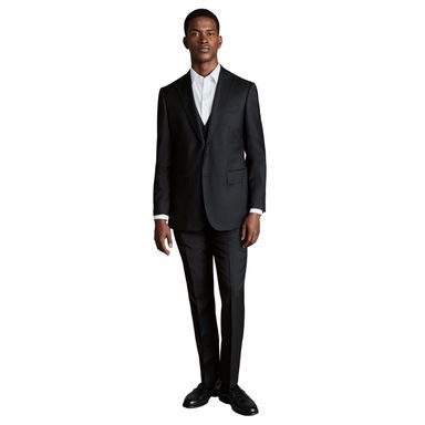 Charles Tyrwhitt Natural Stretch Twill Trousers — Black