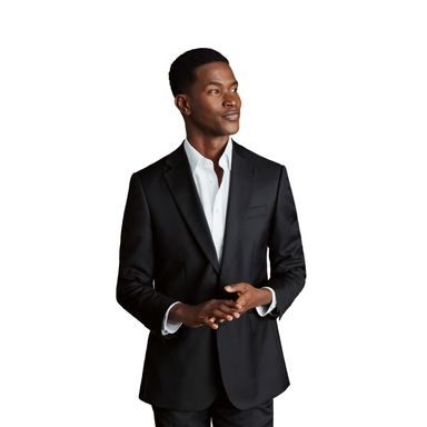 Charles Tyrwhitt Natural Stretch Twill Suit Jacket — Black