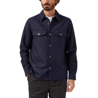 Portuguese Flannel Wool Field Overshirt — Navy