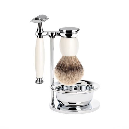Set de bărbierit Mühle Sophist – aparat de ras, pămătuf mare, suport, bol