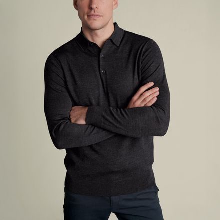 Charles Tyrwhitt Charcoal Pure Merino Knitted Polo — Charcoal Grey