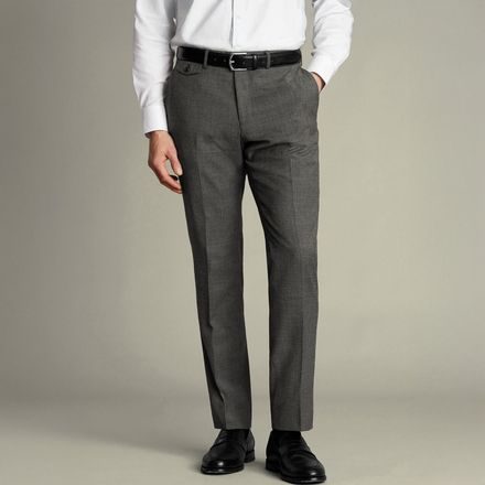 Charles Tyrwhitt Wool Stretch Trousers — Grey