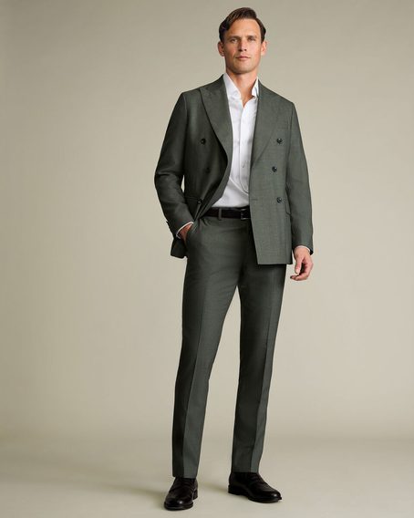 Charles Tyrwhitt Ultimate Performance Sharkskin Suit Trousers — Sage Green