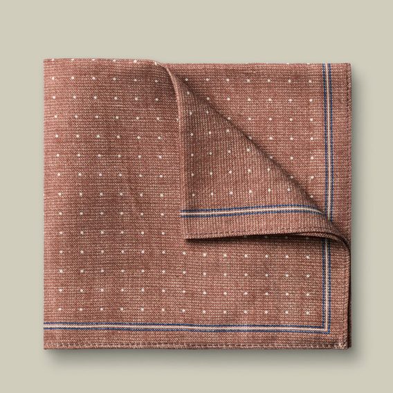 Charles Tyrwhitt Linen Silk Spot Pocket Square — Camel