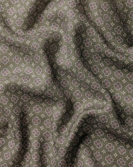 Charles Tyrwhitt Wool Silk Medallion Print Pocket Square — Olive