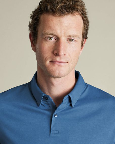 Charles Tyrwhitt Smart Jersey Polo — Ocean Blue