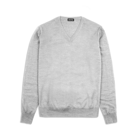 Pulover ușor John & Paul din lână merino - gri (V-neck)