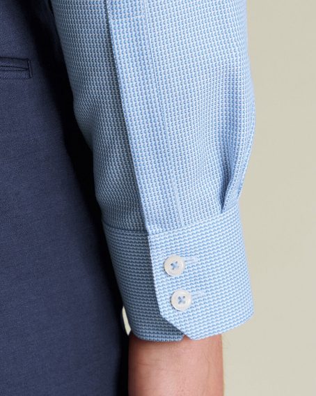 Non-Iron Charles Tyrwhitt Stretch Burlington Weave Shirt — Cornflower Blue