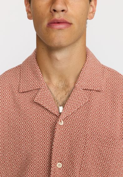 Revolution Jaquard Short-sleeved Cuban Shirt — Orange